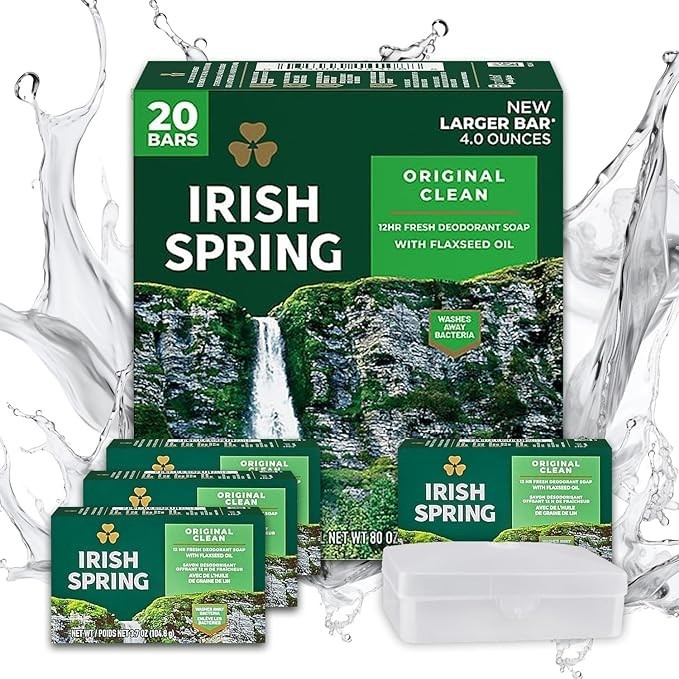 (20PK) Irish spring deodorant Bar soap – original scent 4oz x 20 CT-NIB