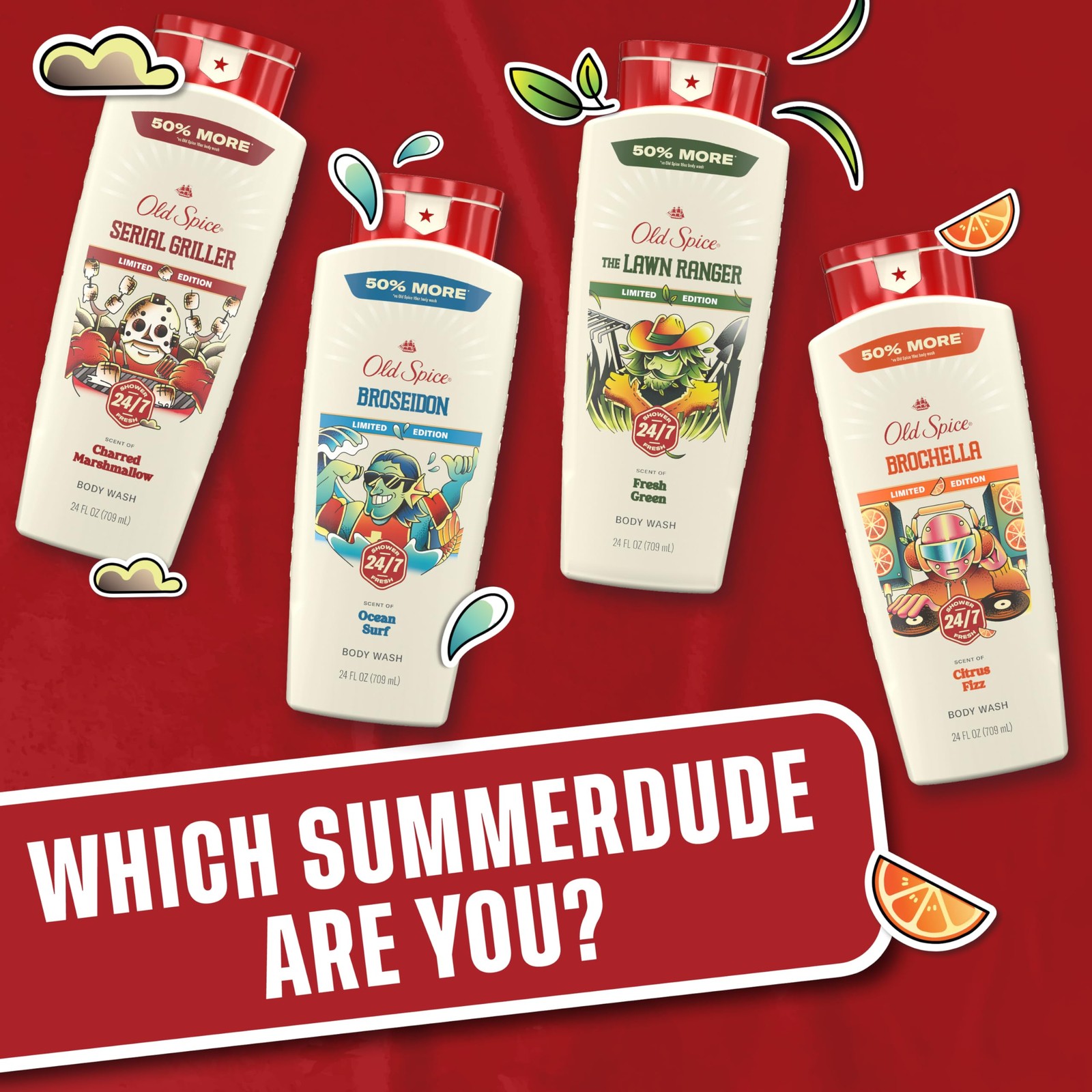 Old Spice Body Wash for Men, Summerdudes, 24/7 24 Ounce (Pack of 1), Beige
