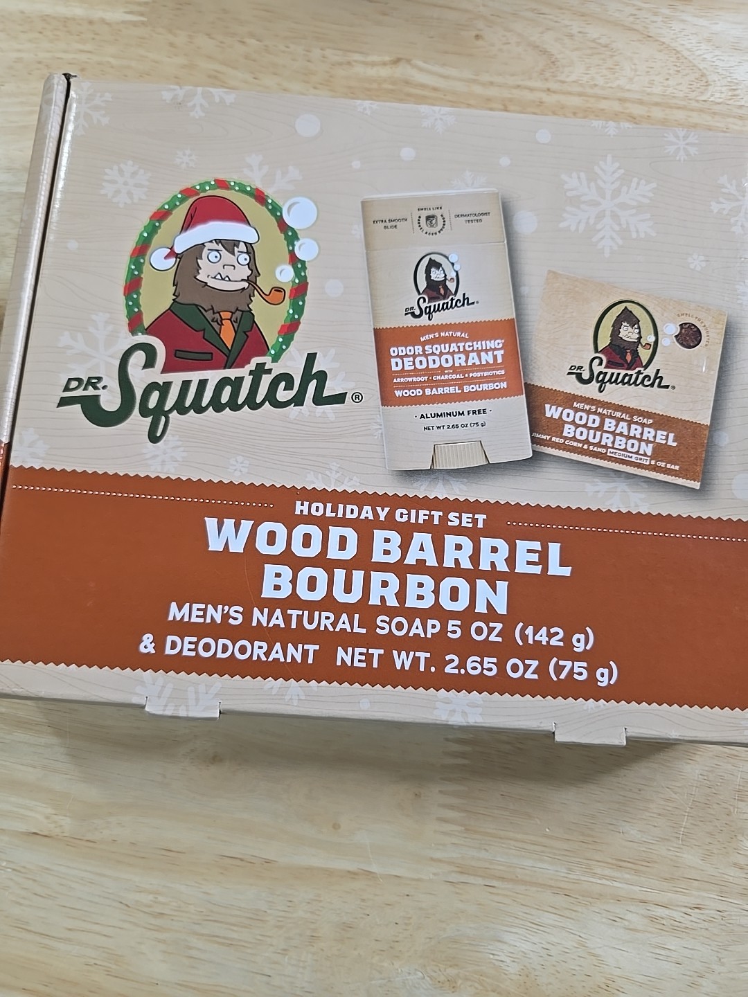 DR. Squatch WOOD BARREL BOURBON 5oz natural SOAP & 2.65oz DEODORANT gift set