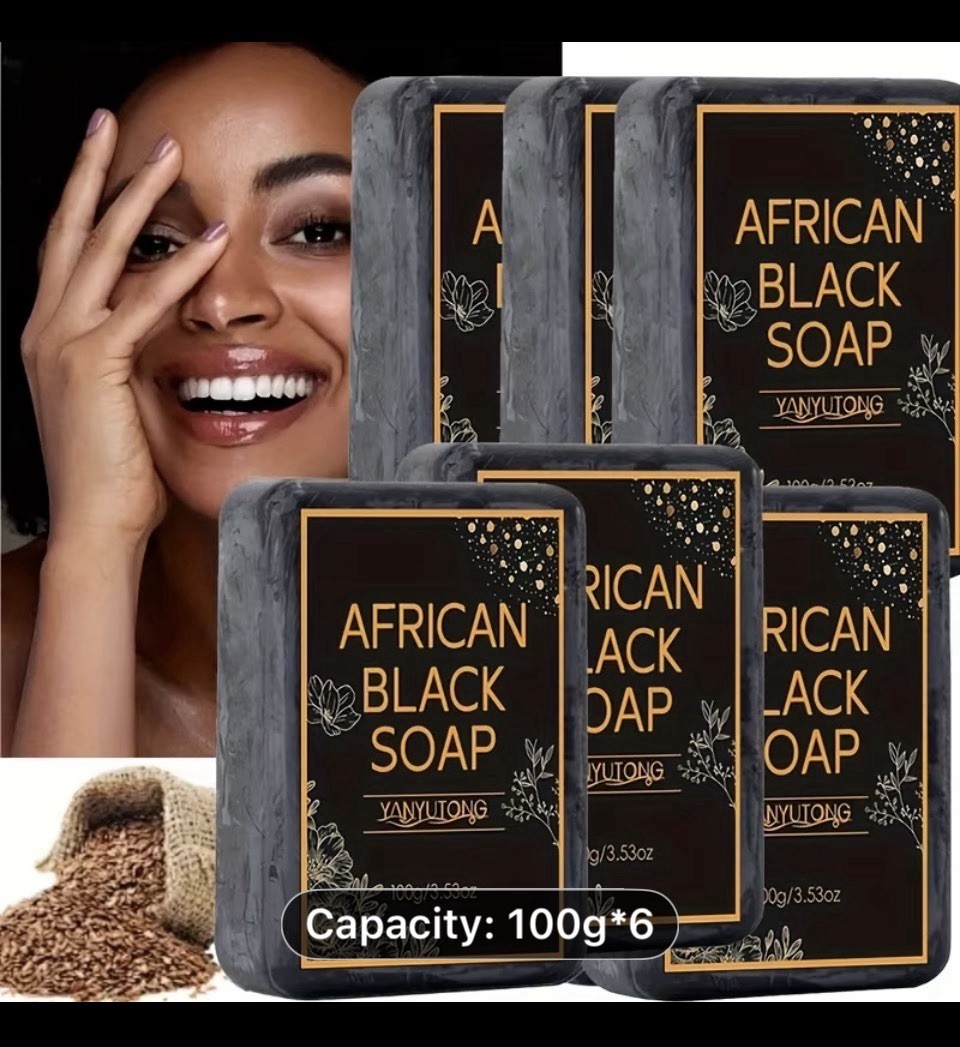 YANYUTONG African Black Soap Multipack 3 Bars Moisturizing All Natural Face Body