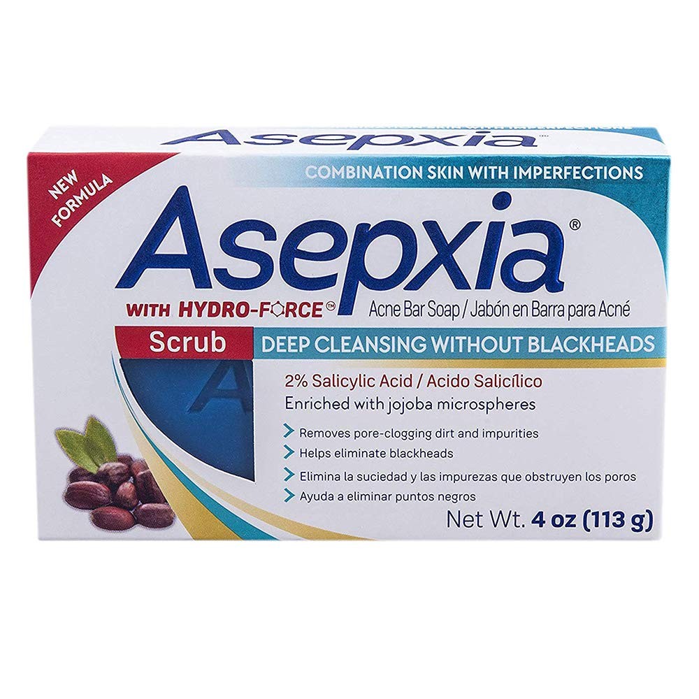 Asepxia Scrub Acne Bar Soap Deep Cleansing Blackheads, 4oz. (113g)