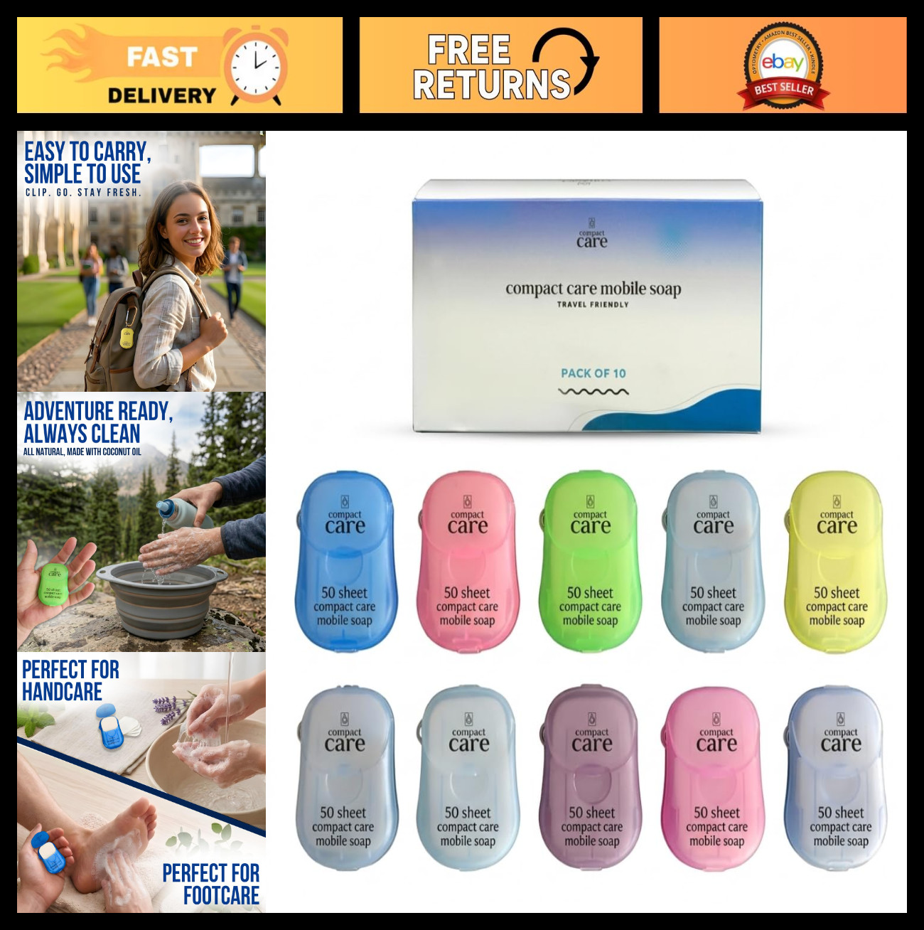 Portable Soap Sheets – 500 Biodegradable Hand Wash Paper for Travel, Camping & S