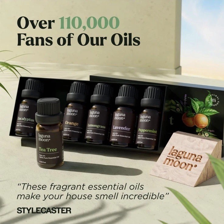Lagunamoon Essential Oils Aromatherapy Set – 6 0.33 Fl Oz (Pack of 6), Green