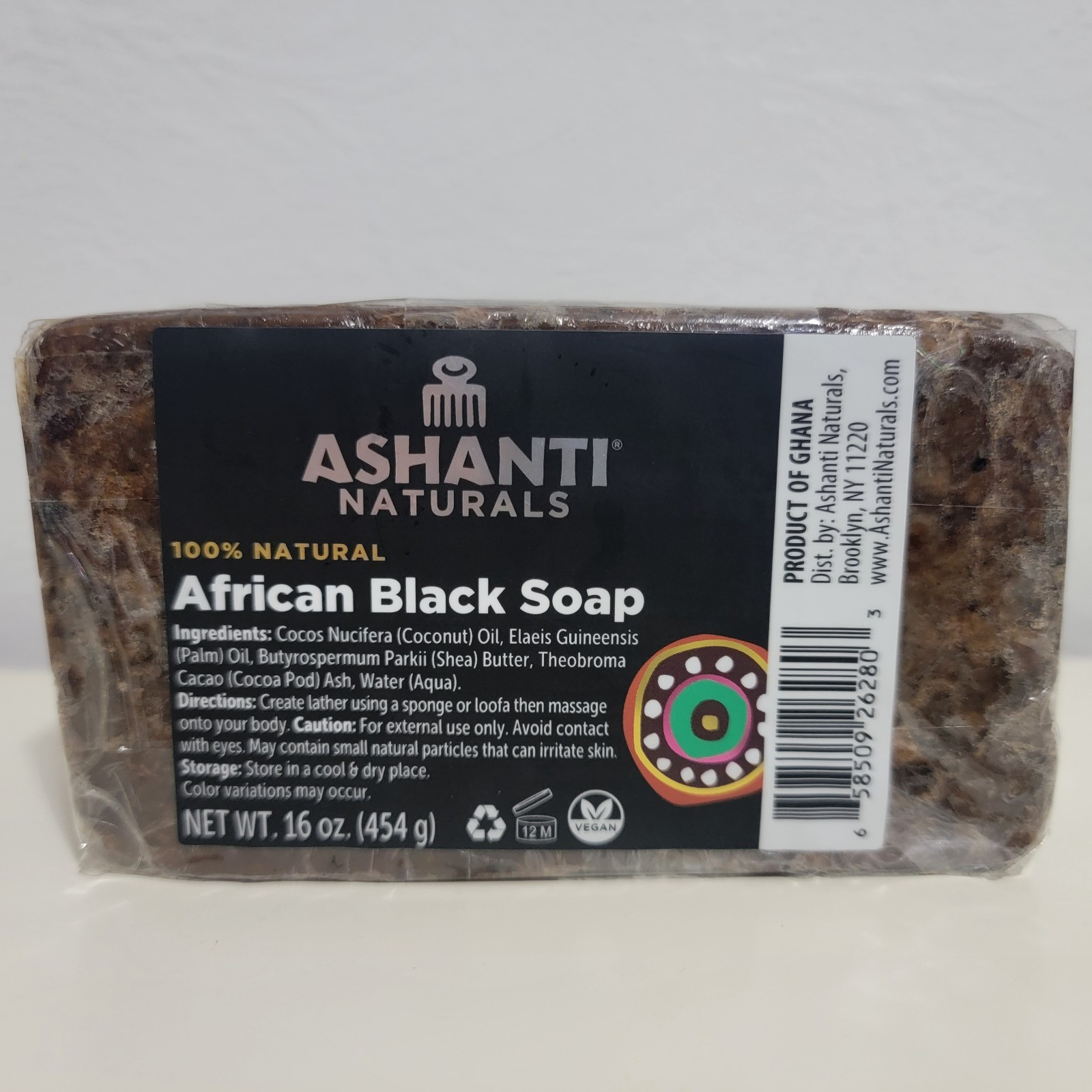 Ashanti Naturals African Black Bar Soap 16 oz / 454g 100% Natural Jumbo Size