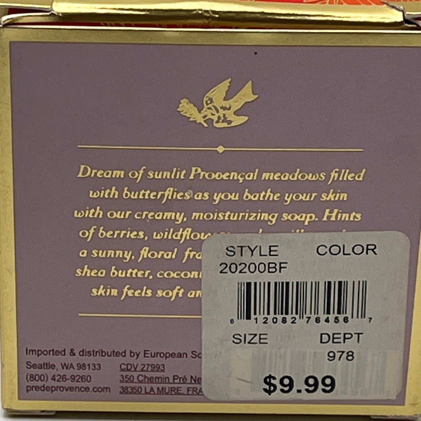 Pre de Provence Le Jardin des Papillons Shea Butter Enriched Soap 5.2 oz