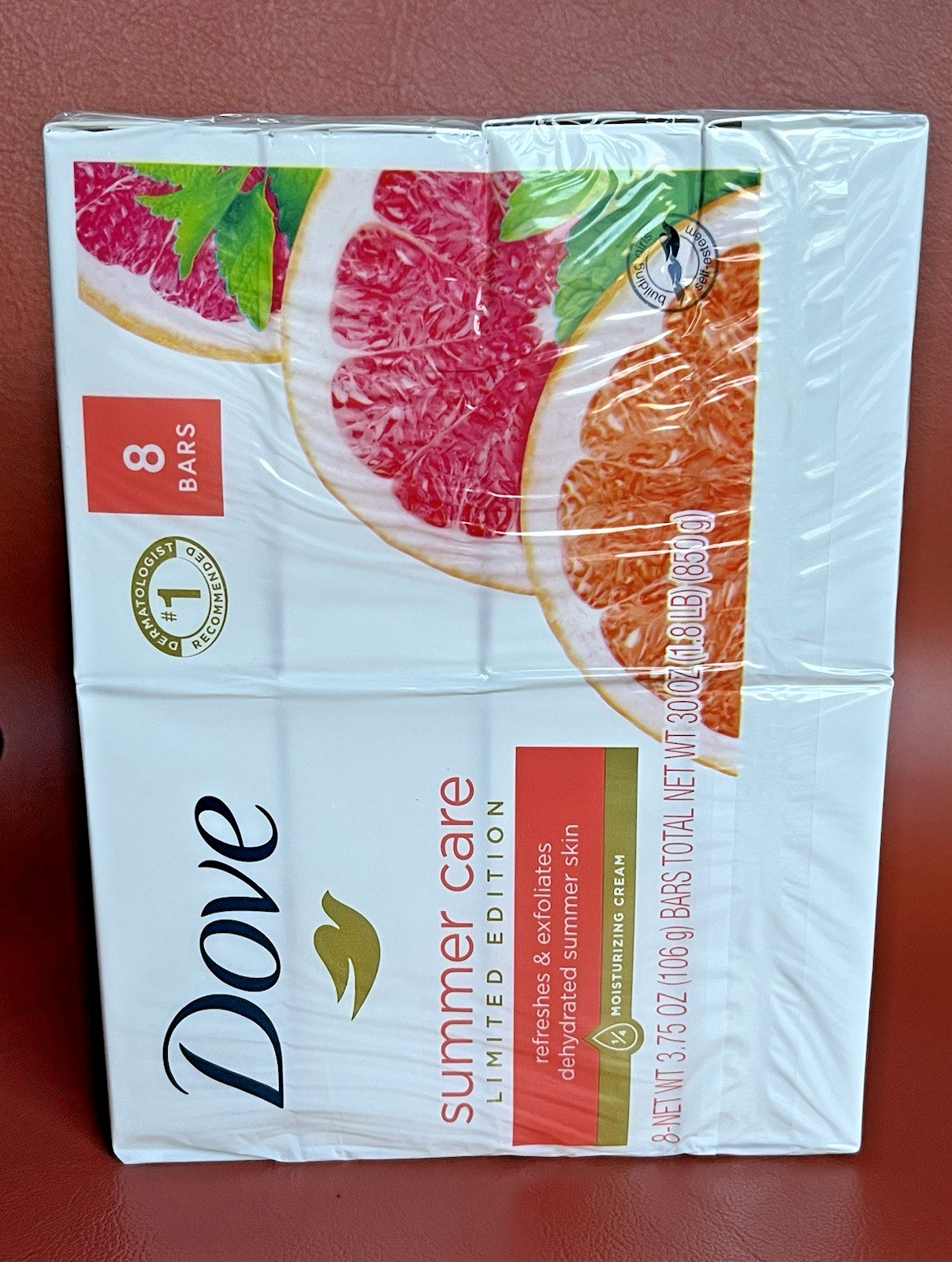 Dove Summer Care Grapefruit Bar Soap Moisturizing Cream 8 Bars in Total