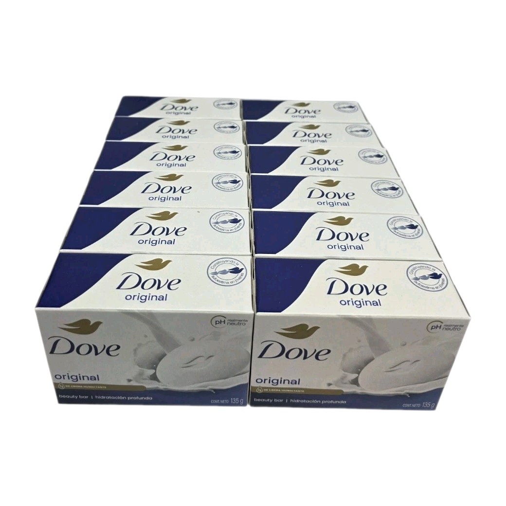 Dove Soap Bar Original White Moisturizing Cream Beauty 135g, 4.75 oz x 12 Pack
