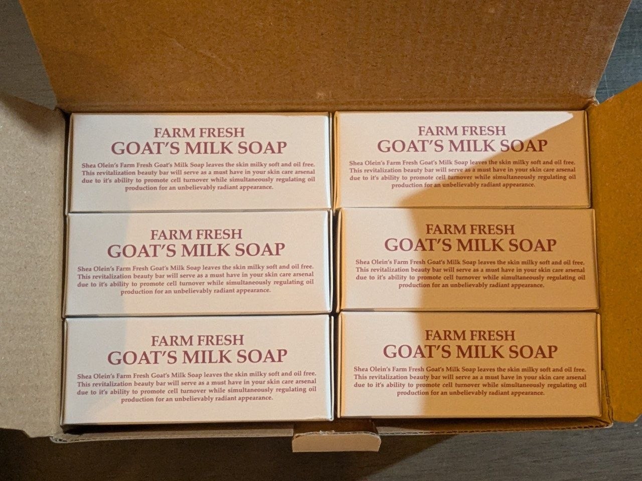 Shea Olein Farm Fresh Goat’s Milk Soap 6 Pack Grape Seed Prickly Pear SA