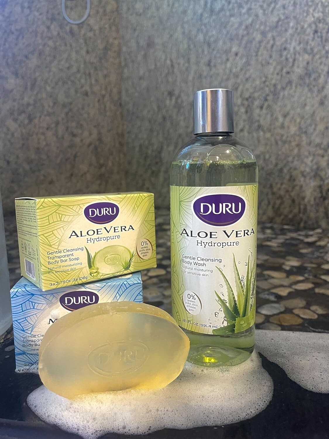 Duru Aloe Vera Glycerin Bar Soap – Vegan Transparent Cleansing Bar Moisturizing
