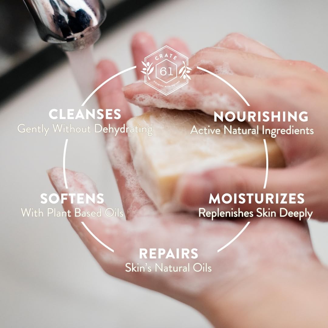 Plant Based Cold Process Natural Bar Soap Pack of 6 Moisturizing for Dry Skin