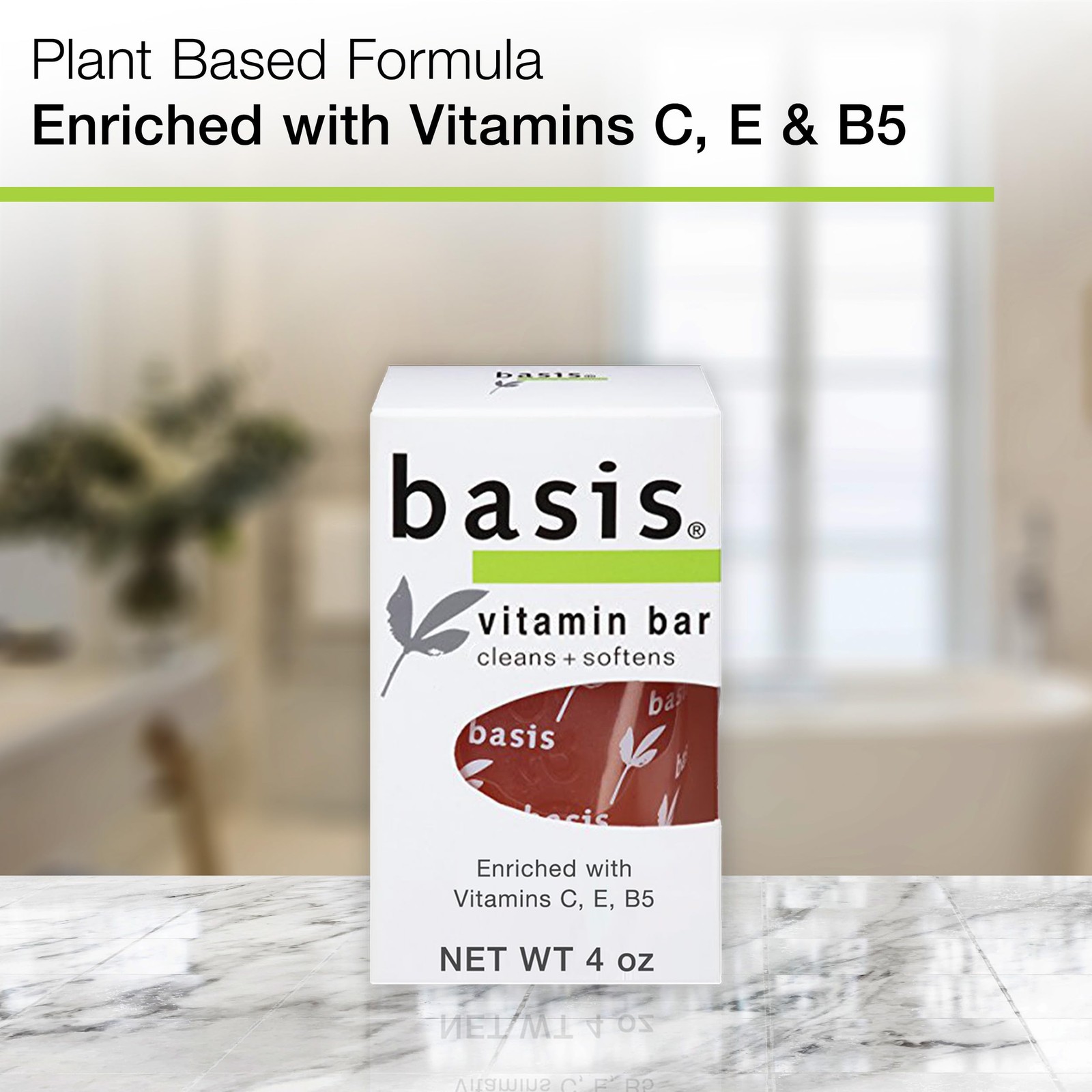 Basis Vitamin Bar Soap, Cleans and Softens with Vitamin C, E, & B5 Use for Body