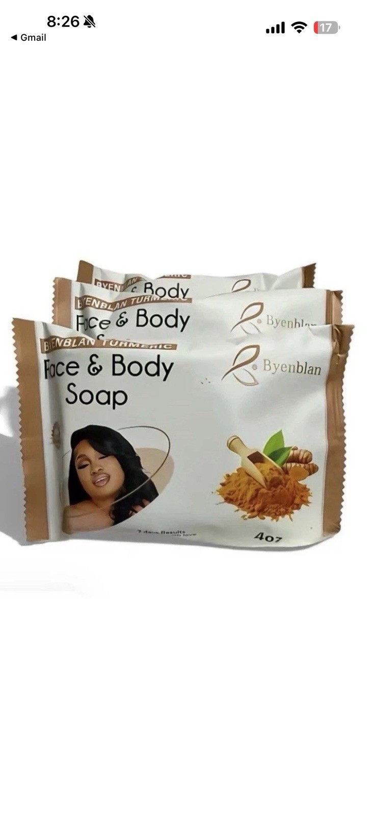 Byenblan Face & Body Soap Turmeric Hand Made White Face Body 4oz