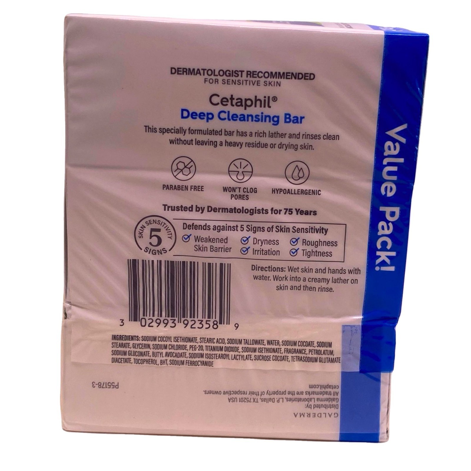 Cetaphil Deep Cleansing Bar Dry to Normal Sensitive Skin Value Pack 13.5oz 10 Pa