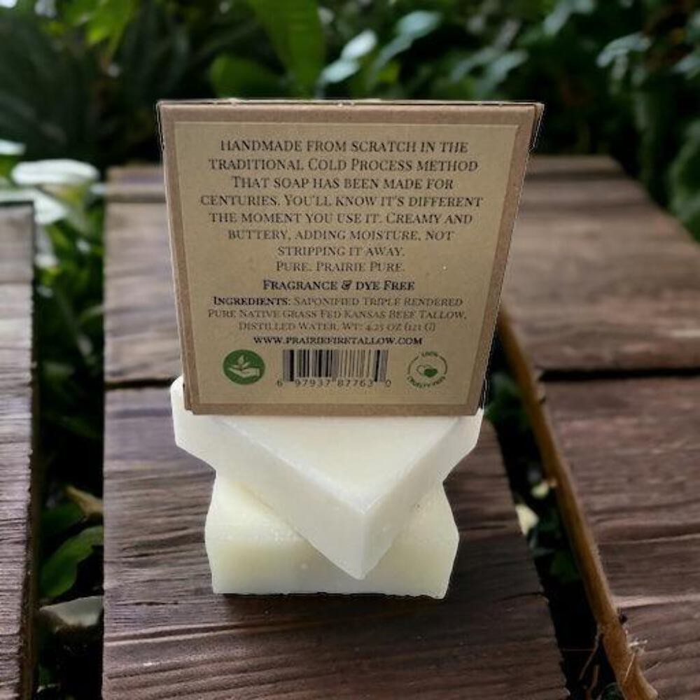 Pure Beef Tallow Soap Bar, (3 Pack) Grass Fed and Finished – Face, Body and Hair