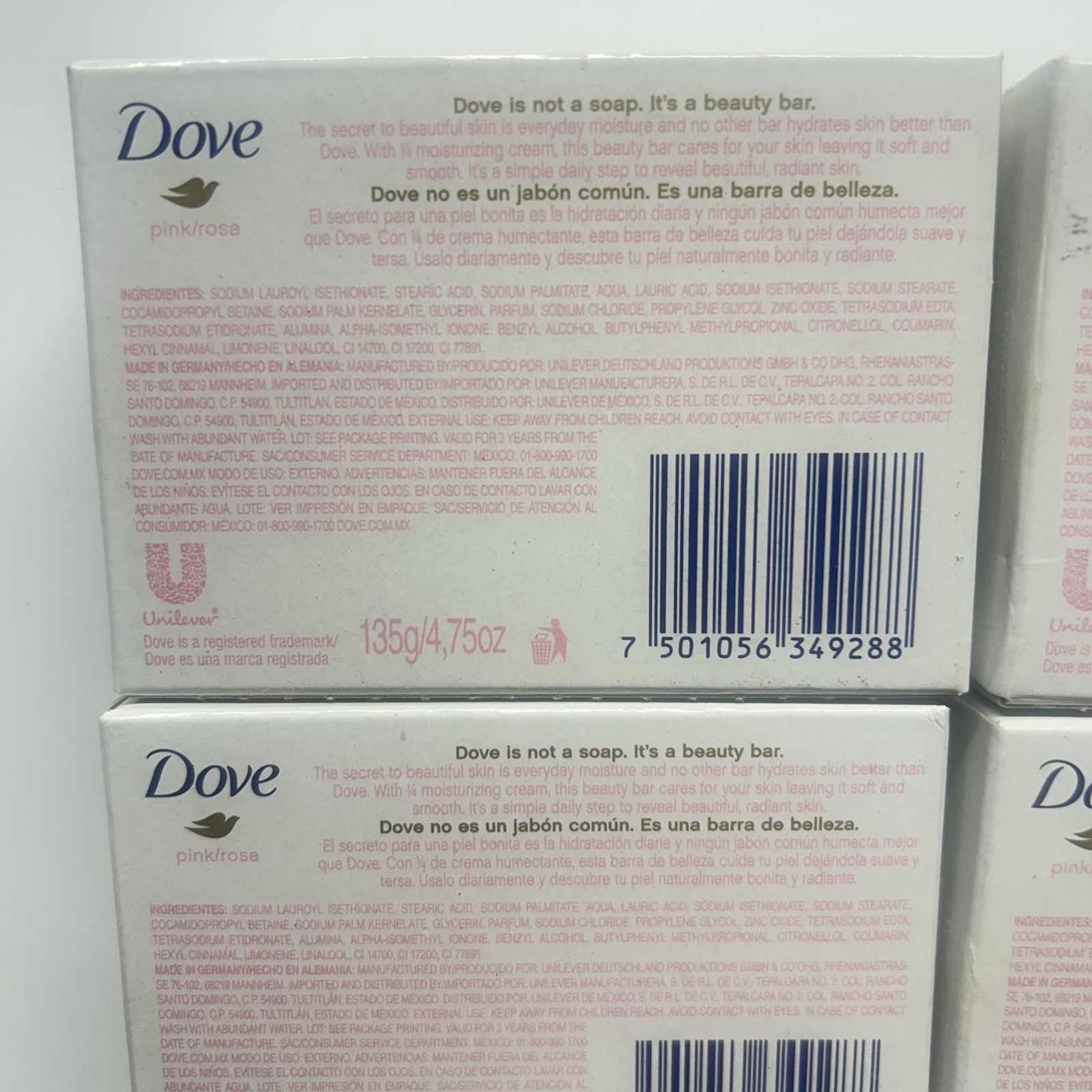Dove Beauty Bar Pink Rosa 4.75oz 8 Pack Moisturizing Cream Gentle Cleansing EXP