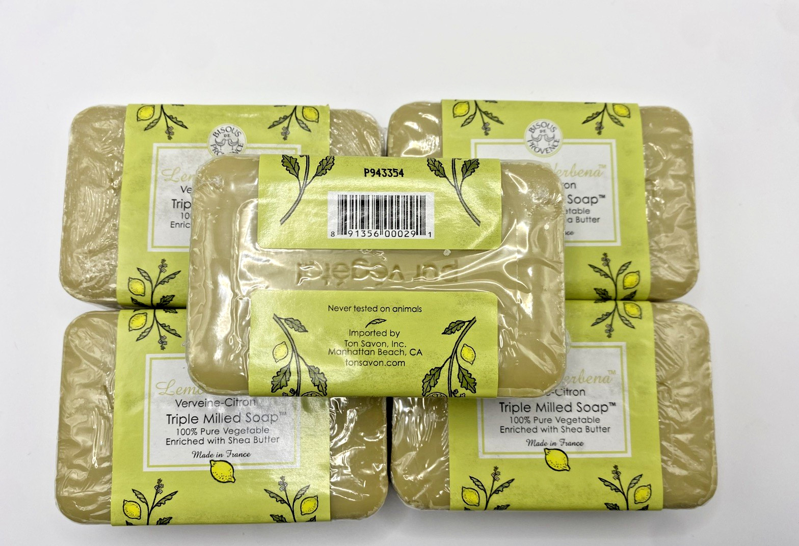 5 X Trader Joe’s Bisous de Provence Lemon Verbena Triple Milled Soap Shea Butter
