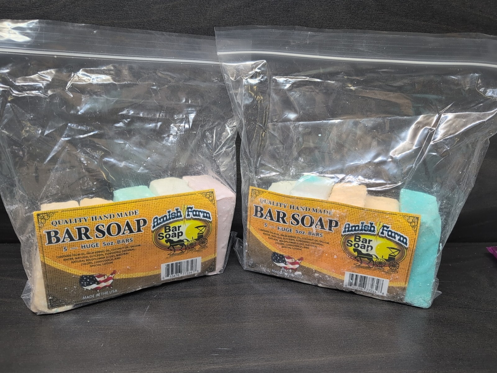 2 Bags of Amish Farms Bar Soap 10 Huge Bars 5 oz