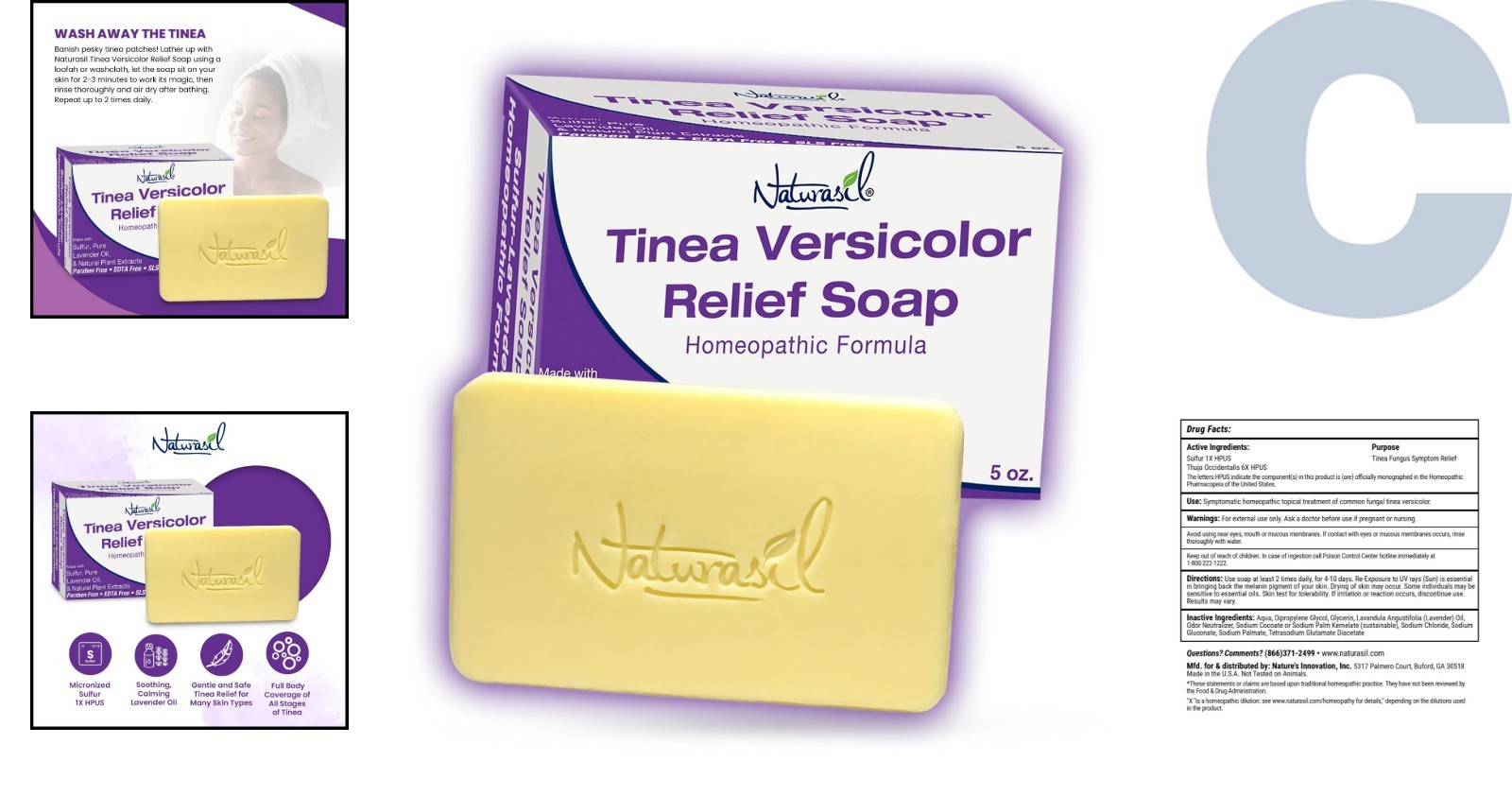 5oz Plant-Based Sulfur Soap: Fast Relief for Tinea Versicolor & Jock Itch