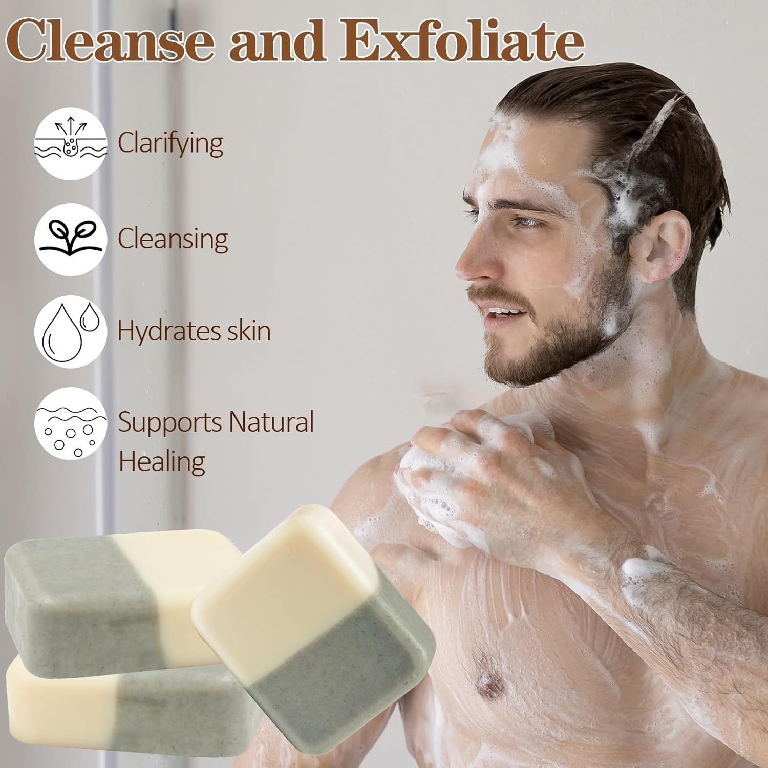 3 Pack Unscented Colloidal Silver Soap Bar – Moisturizing Cleanser for Body Odor