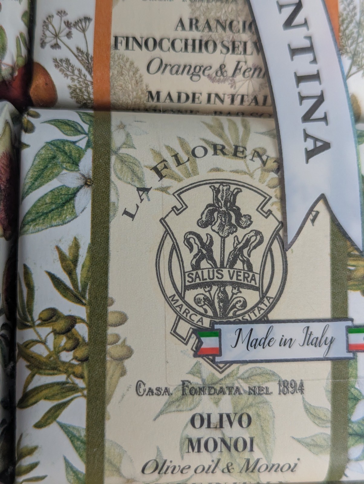 La Florentina Italian Luxury Bar Soap 6 Pk Fig Lemon Orange Olive Pomegranate