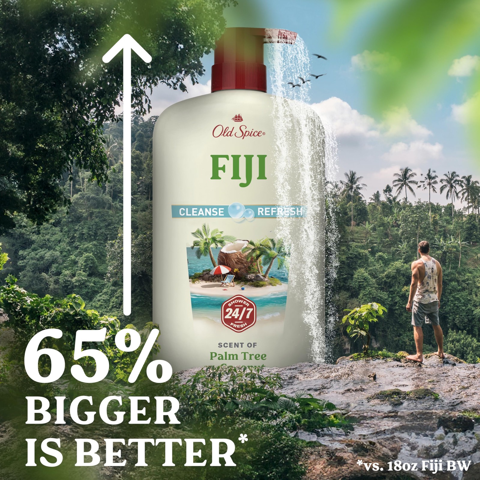 Old Spice Body Wash for Men, 24/7 25 Fl Oz (Pack of 4), Fiji w/ Palm Tree