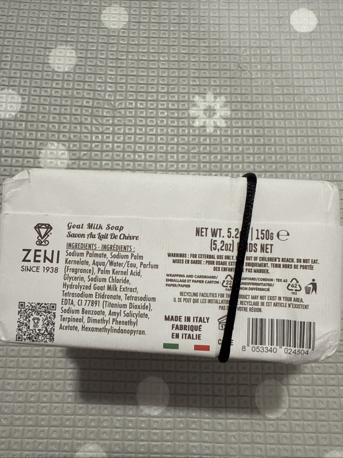 ZENI GOAT MILK FINE TRIPLE MILLED SOAP BAR (3 BARS )5.3OZ EACH MADE IN ITALY