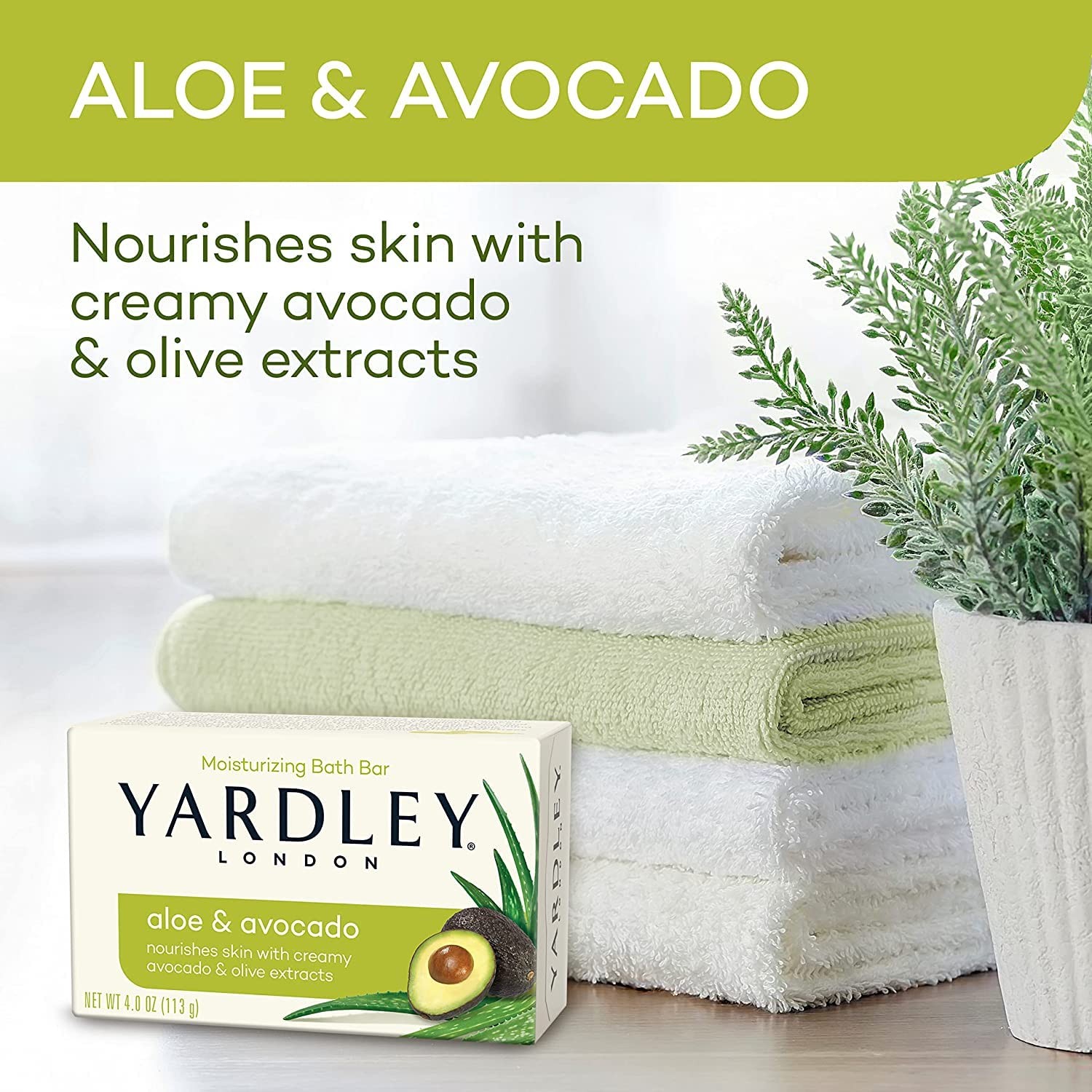 Yardley London Aloe Avocado Moisturizing Soap Bar Pack Of 6 4.25 Oz Each