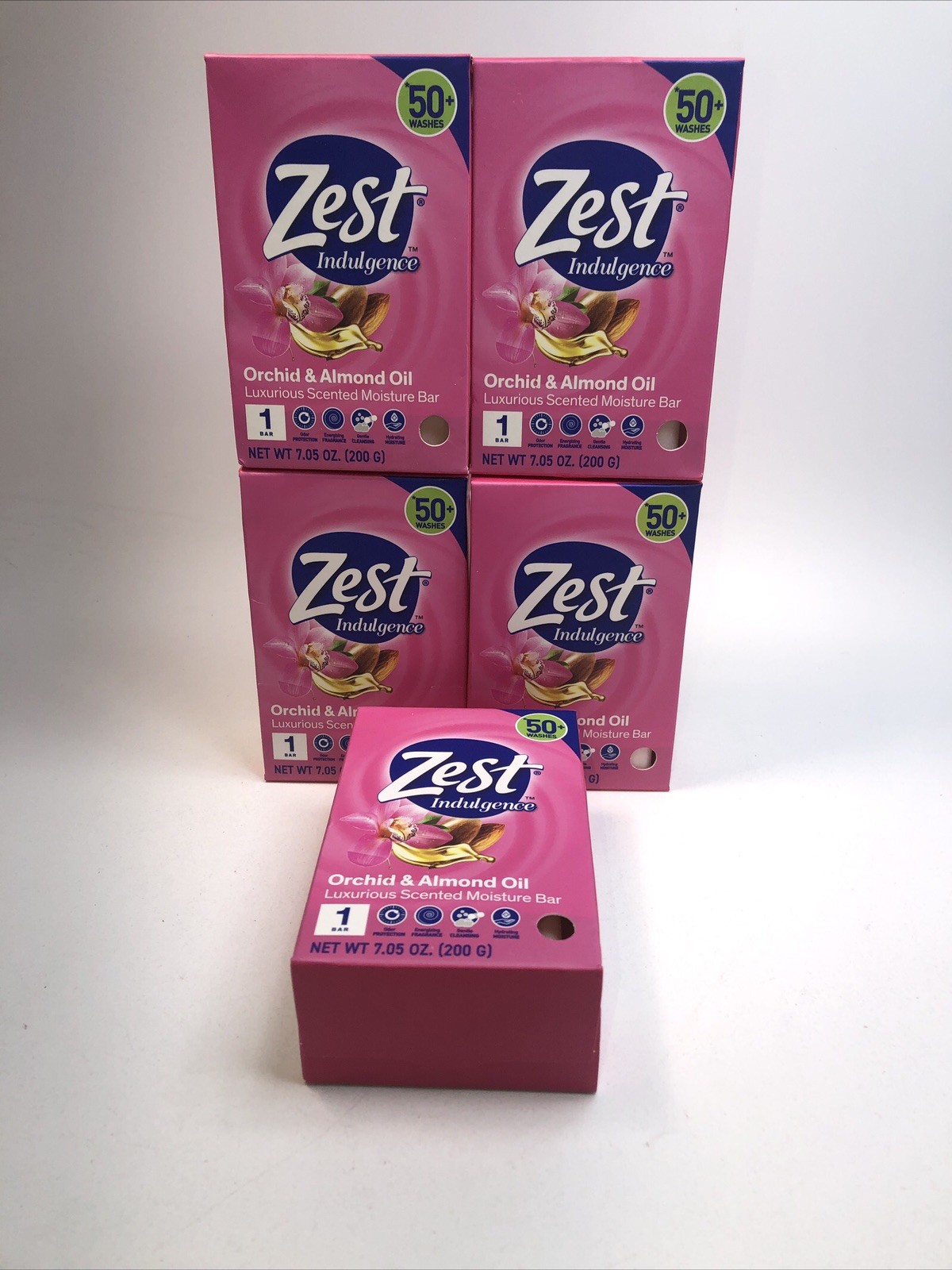 5 ZEST Bar Soap Moisturizing Lush Orchid & Almond Oil Large Bars 7.05oz