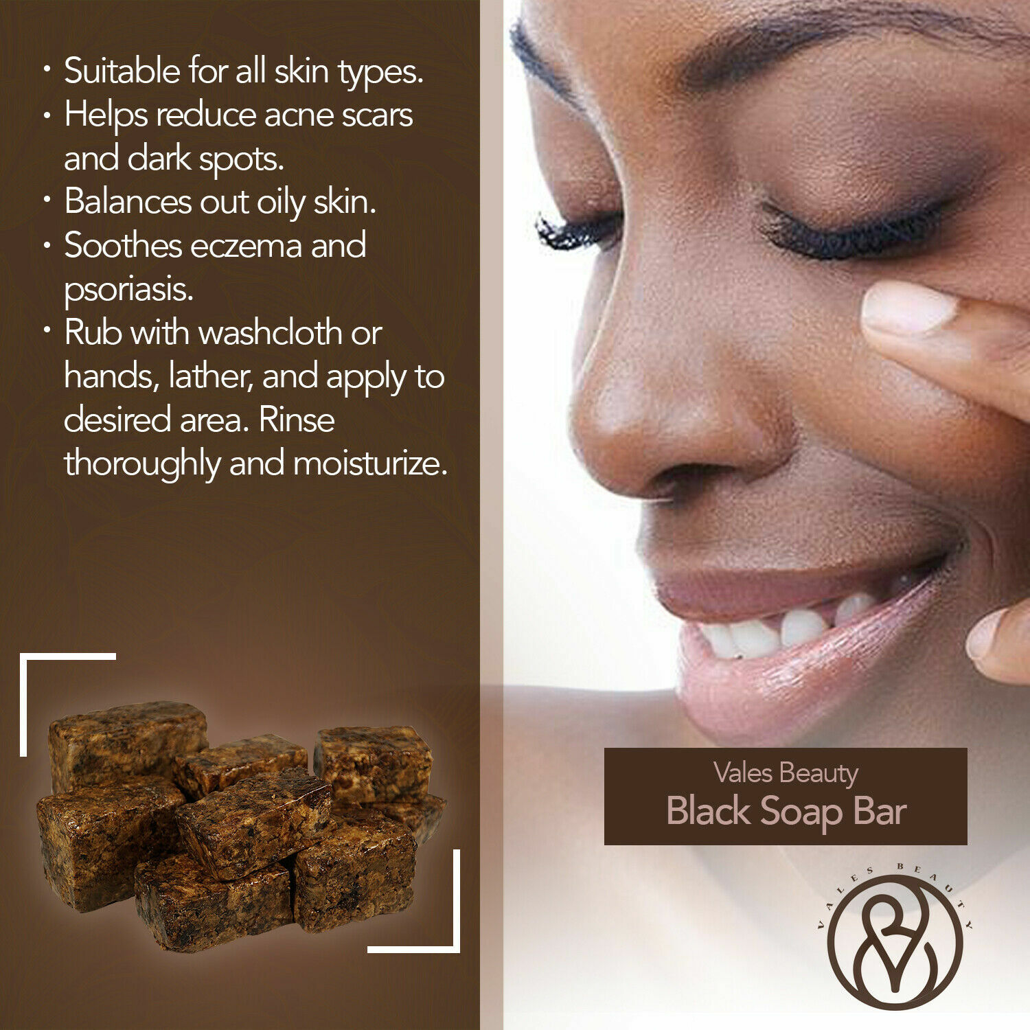 African Antibacterial 100% Vegetable Base Black Soap Bar Imported From Ghana New