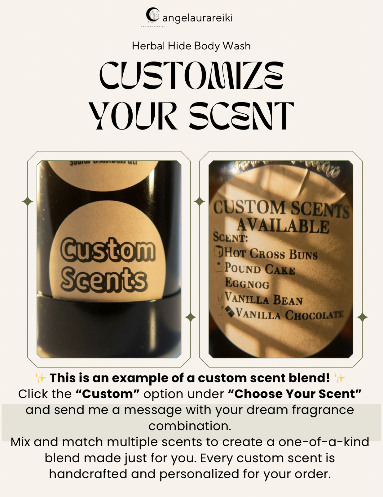 Herbal Hide Custom Body Wash Vegan Organic Choose your scent Botanical Soap