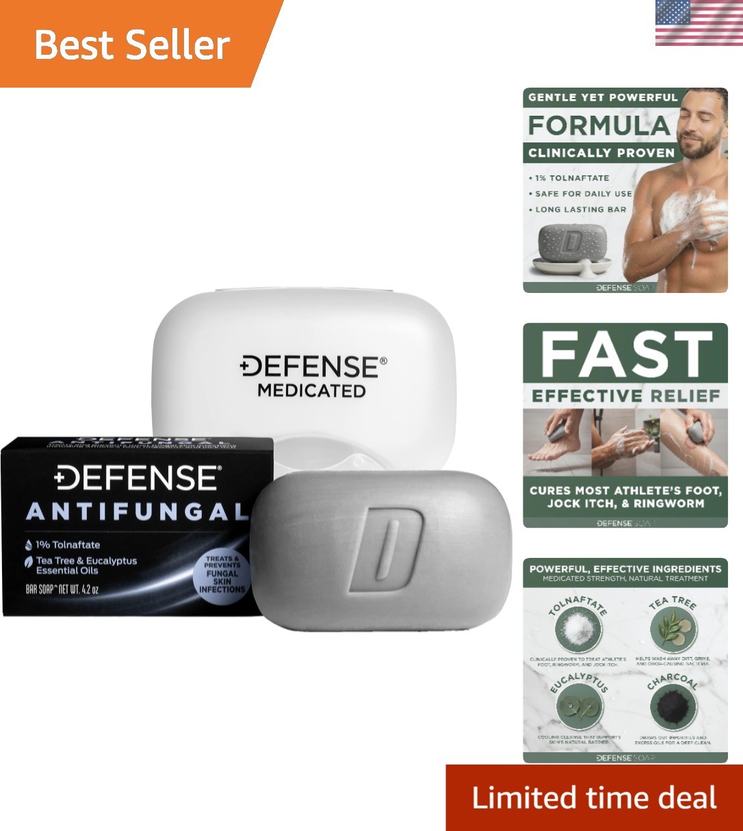 Natural Antifungal Bar Soap with Snap-Tight Case – 4.2oz for Everyday Protection