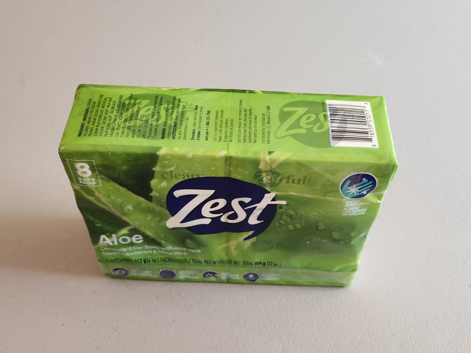 NIP ZEST 8 Bar Aloe Deodorant Soap 4 Oz Each Odor Protection Hydrating