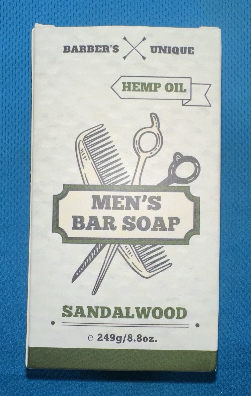 Barber’s Unique Men’s Body Bar Soap Hemp Oil Sandlewood Scent X’s 3