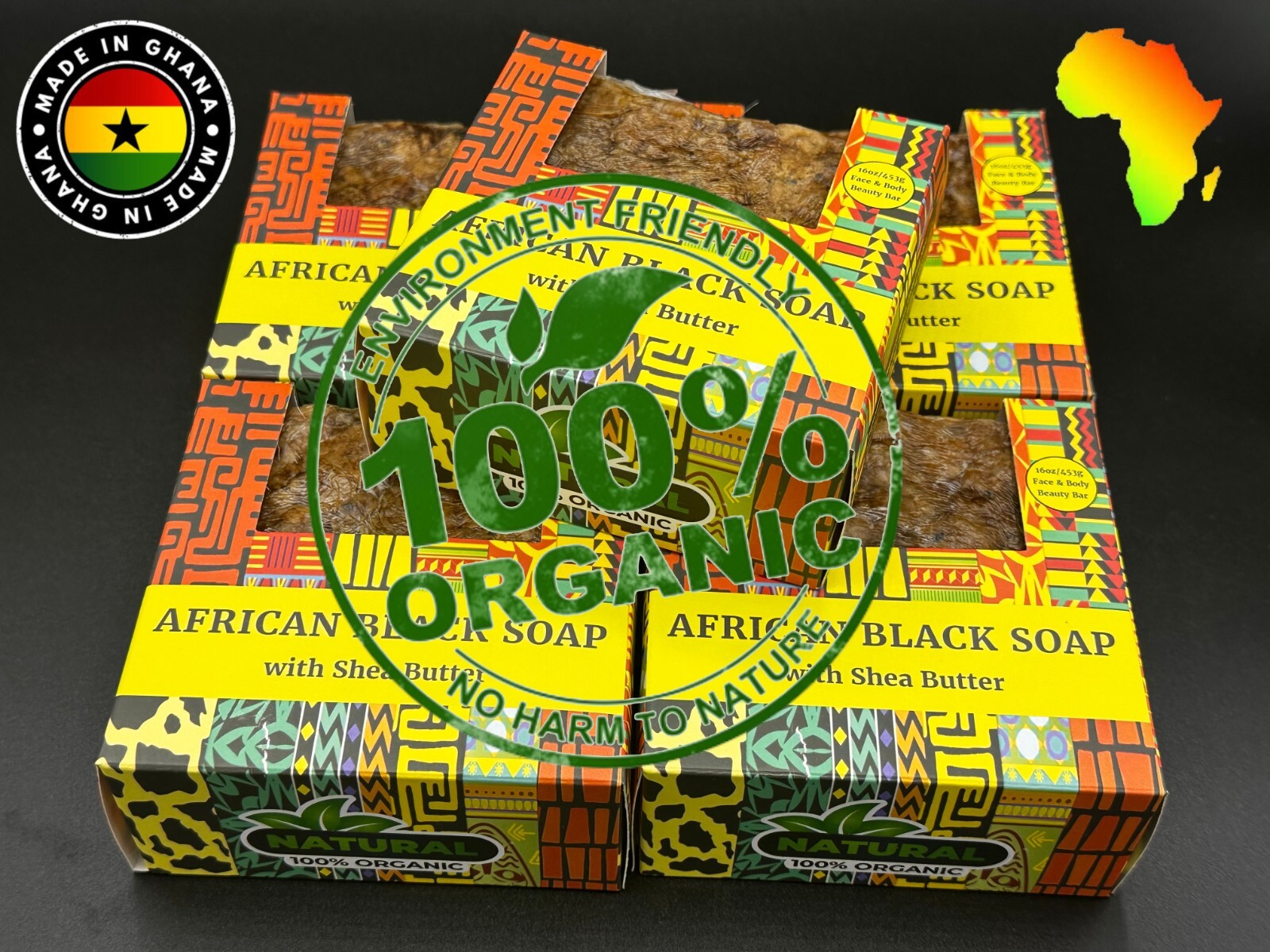 1 lb Raw African Black Soap Organic Bar From Ghana Bulk Face Acne Body Wash