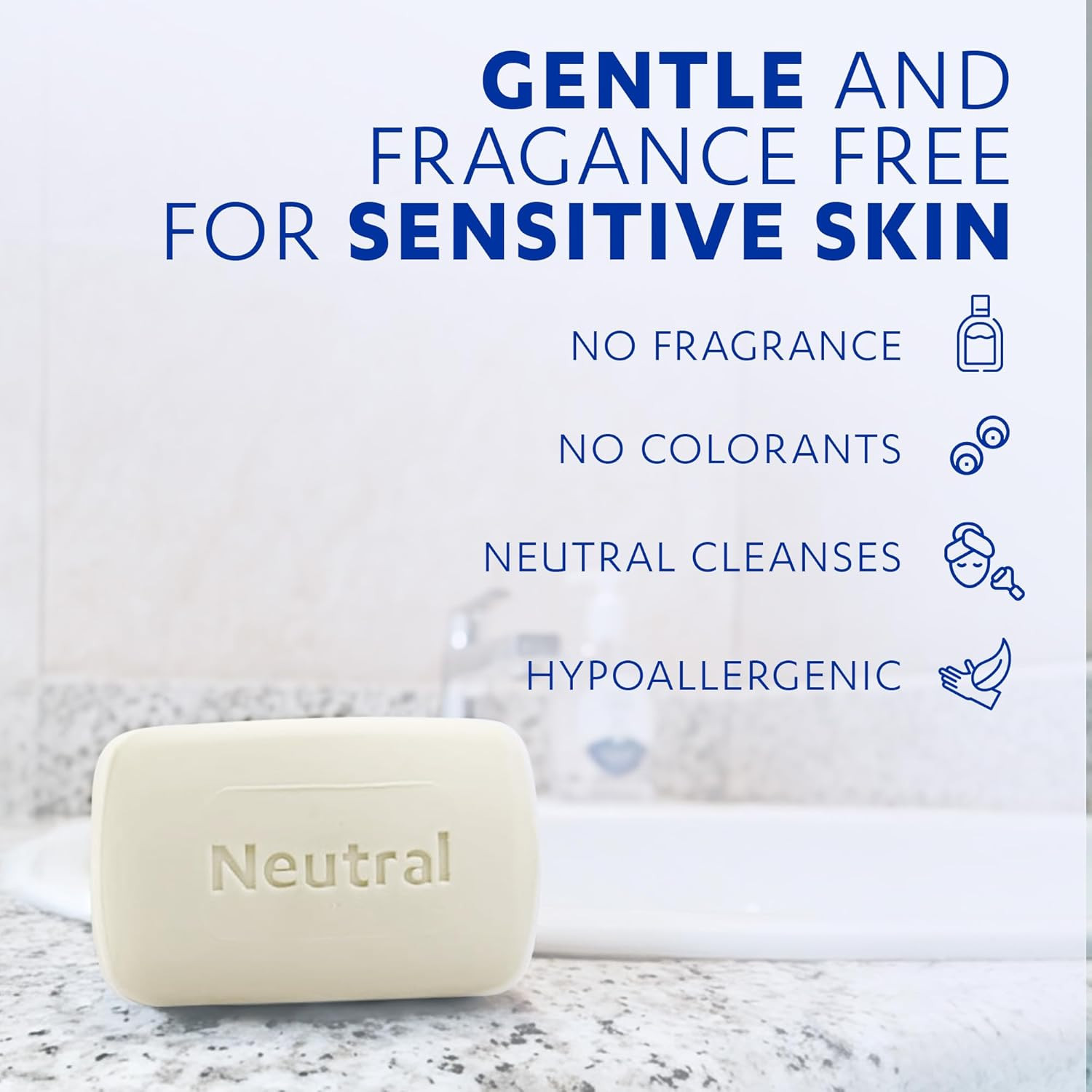 Neutral Hypoallergenic Bar Soap – Fragrance-Free & Dye-Free for Face & Body –…