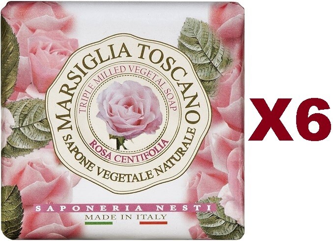 6 PCS MARSEILLE SOAP TUSCAN PINK CENTIFOLIA 200GR MADE IN ITALY