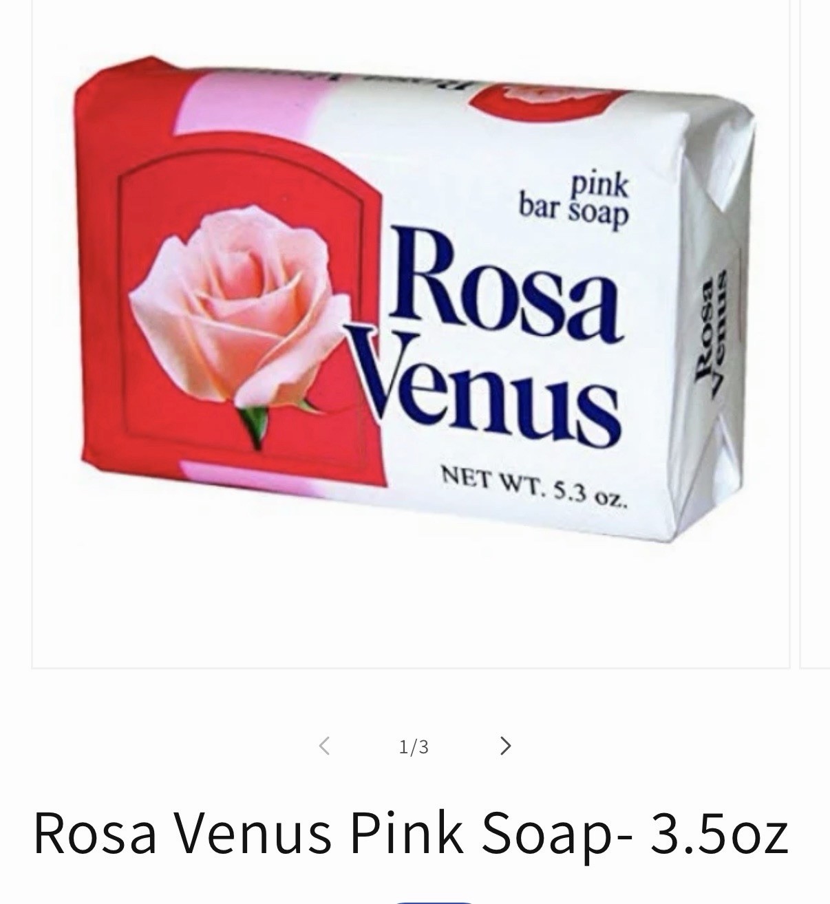 Rosa Venus Pink Rose Scent Bar Soap 5.3 oz Rectangular Unisex Body Hands 6