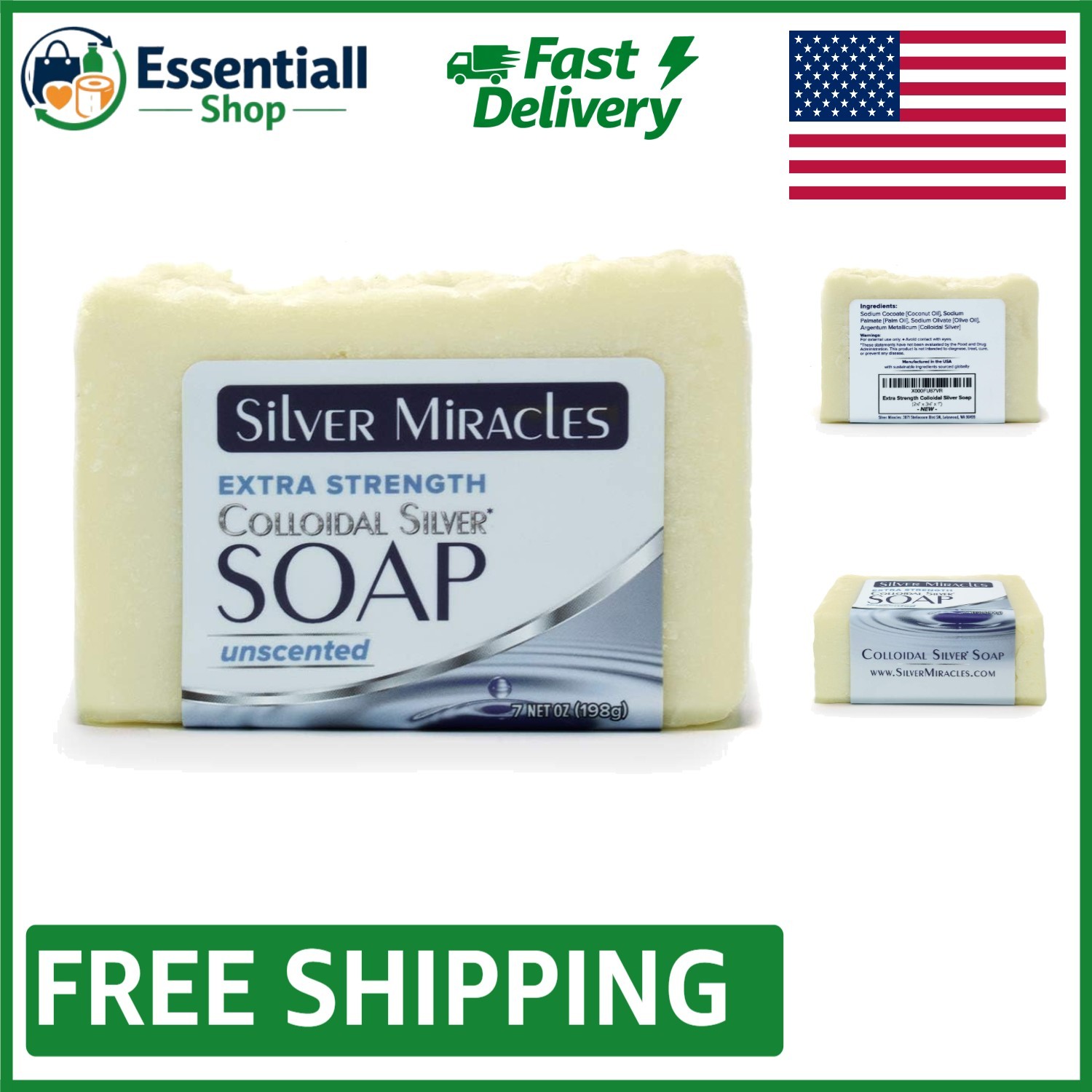 Eco-Friendly Unscented Colloidal Silver Soap – Handmade 7oz for Healthy Skin