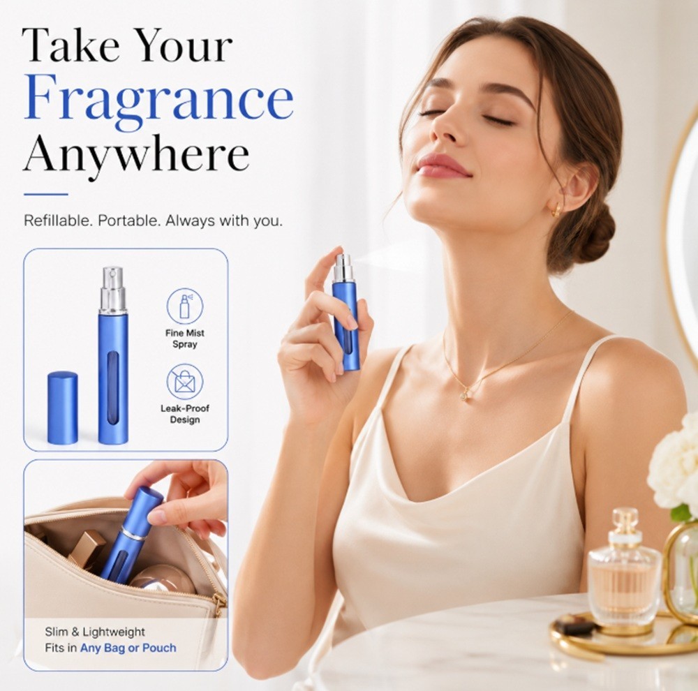7 Pack 10ml Perfume Bottles Atomizer Refillable Travel Spray Pump Set Leakproof