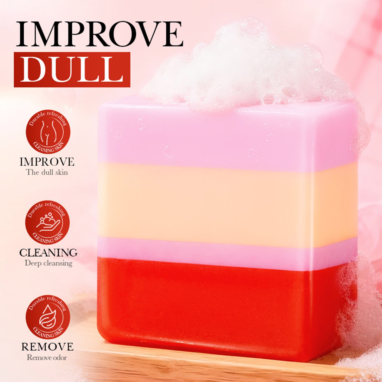 Women Strawberry Scent Soap For Private Personal Care Tri Color Cleaning Soap