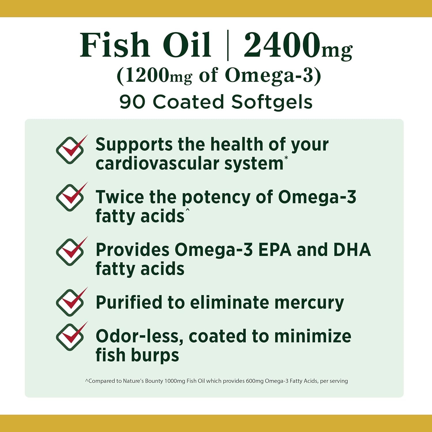 Fish Oil Softgels for Cardiovascular Health w/ Omega 3 EPA & DHA (90ct)