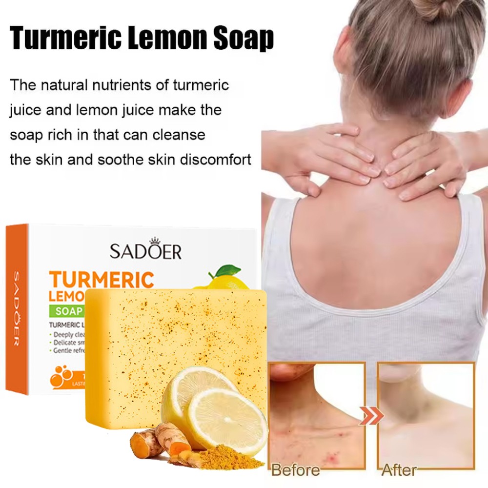 Lemon Turmeric Kojic Acid Soap Bar, Turmeric Face and Body Soap, Deep Clean 100g