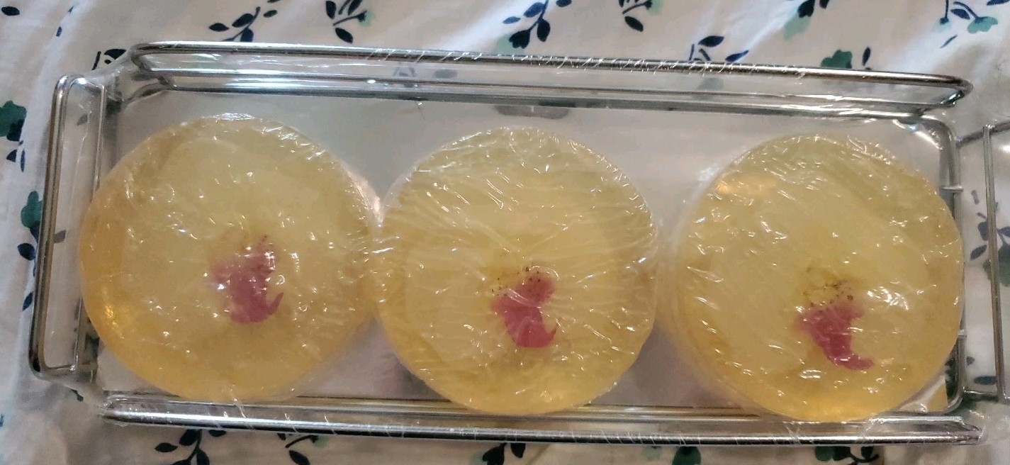 Pier 1 Imports Siam Orchid Inside Clear Soap 3-pk In Metal Tray Dish Vintage NIP