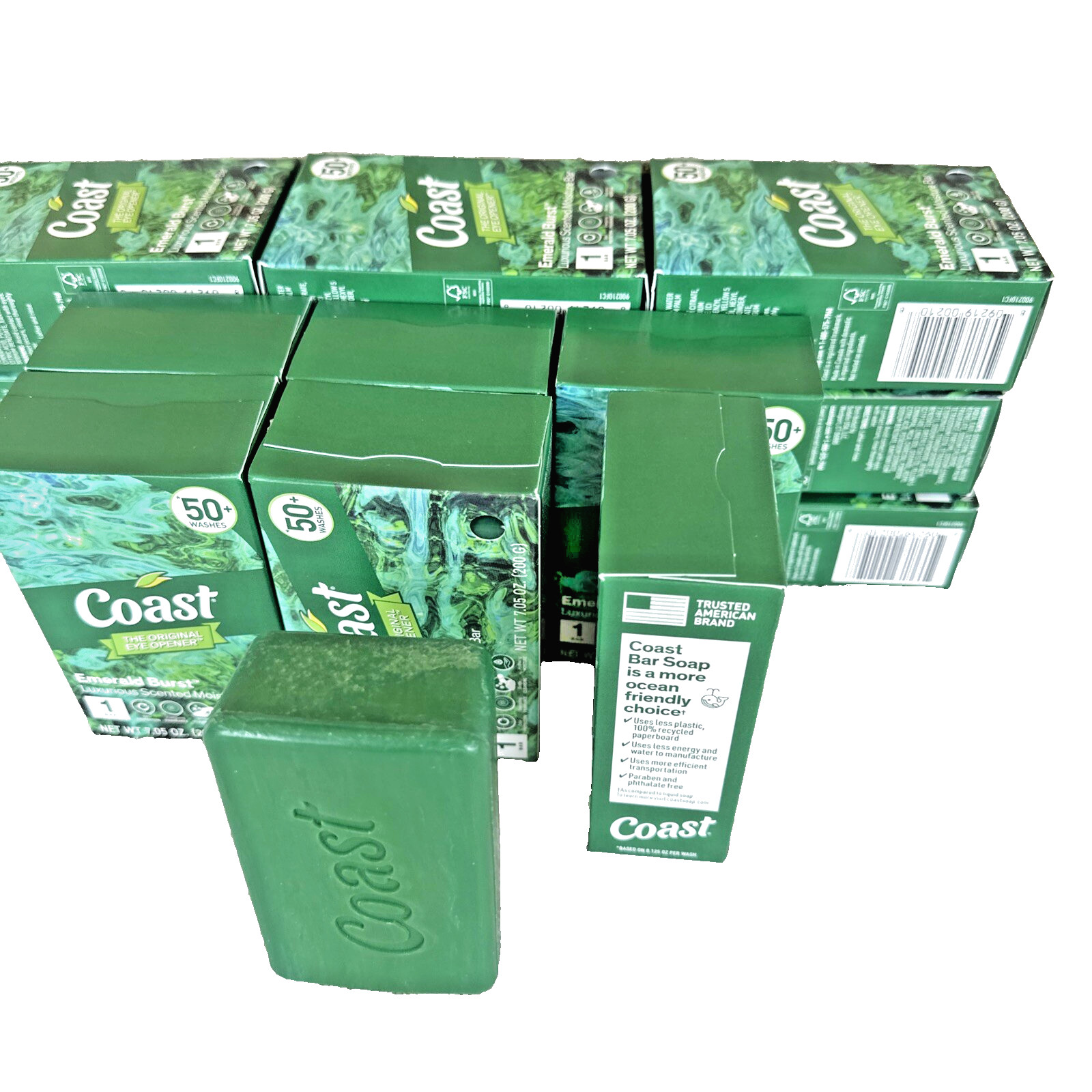 Coast 18 Bars Soap Moisturizing Luxurious Emerald Burst Each Bar 7.05 Oz Jumbo18