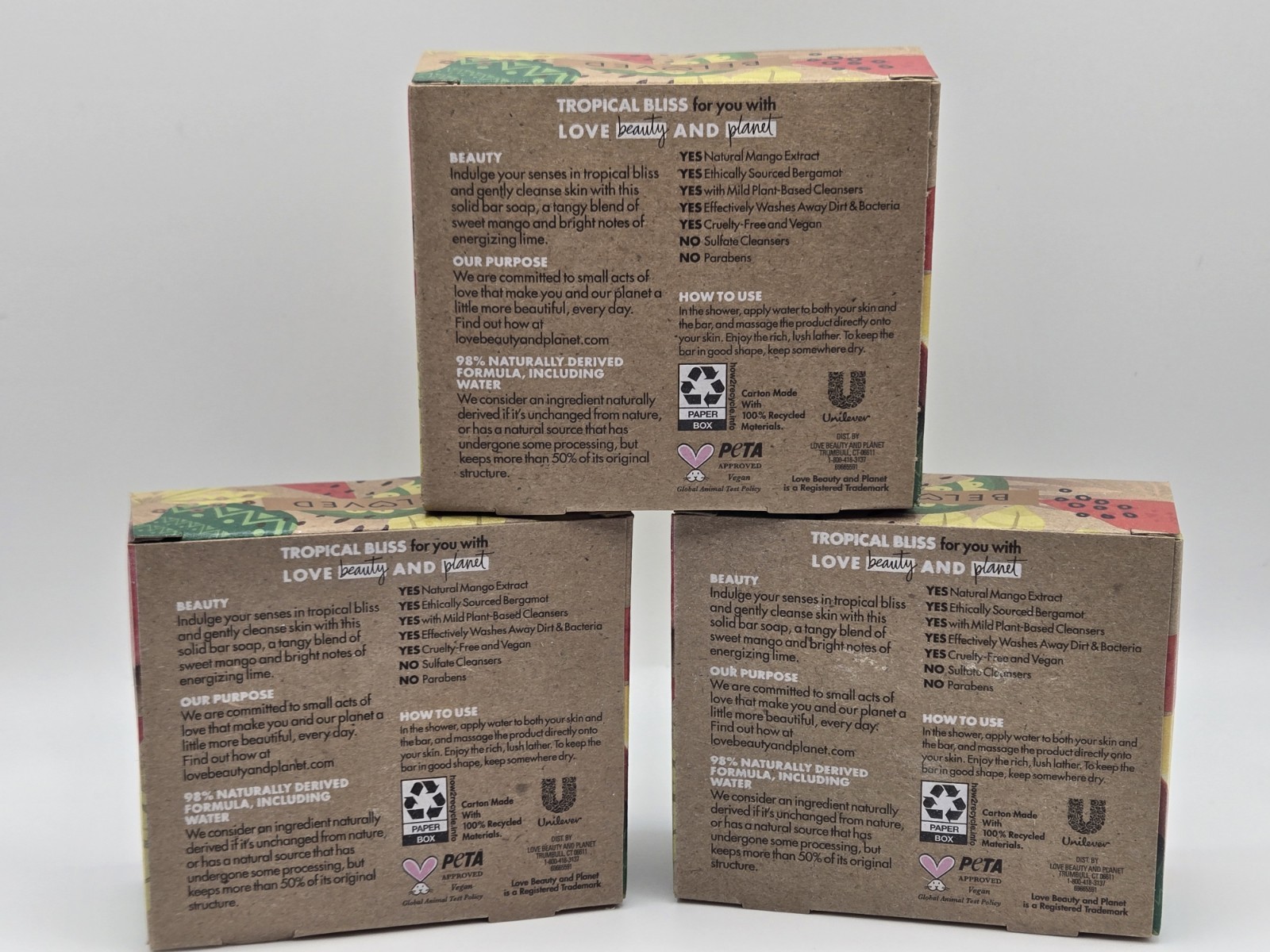 All Natural – Beloved Vegan Soap Bar -Mango & Lime- Love Beauty & Planet -3 Pack