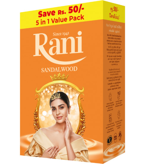 Rani Sandalwood Bathing Body Soap Ayurveda Natural Herbal Beauty Skin Glow 5 pcs