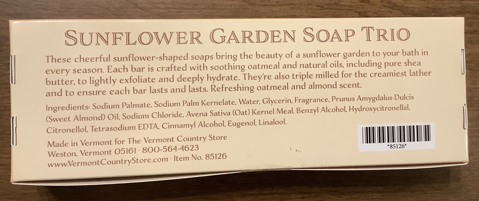 Vermont Country Store Sunflower Garden Soap Trio Scented Bath & Body Bars NIB