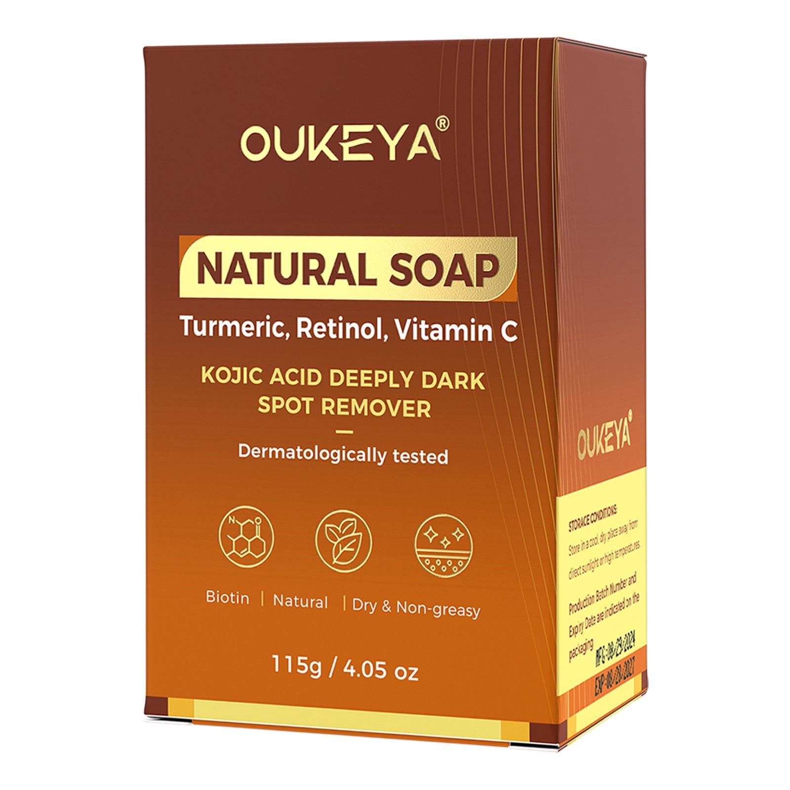 OUKEYA Turmeric Soap Bar For Dark Spot Remover with Retinol,Vitamin C,Kojic Acid
