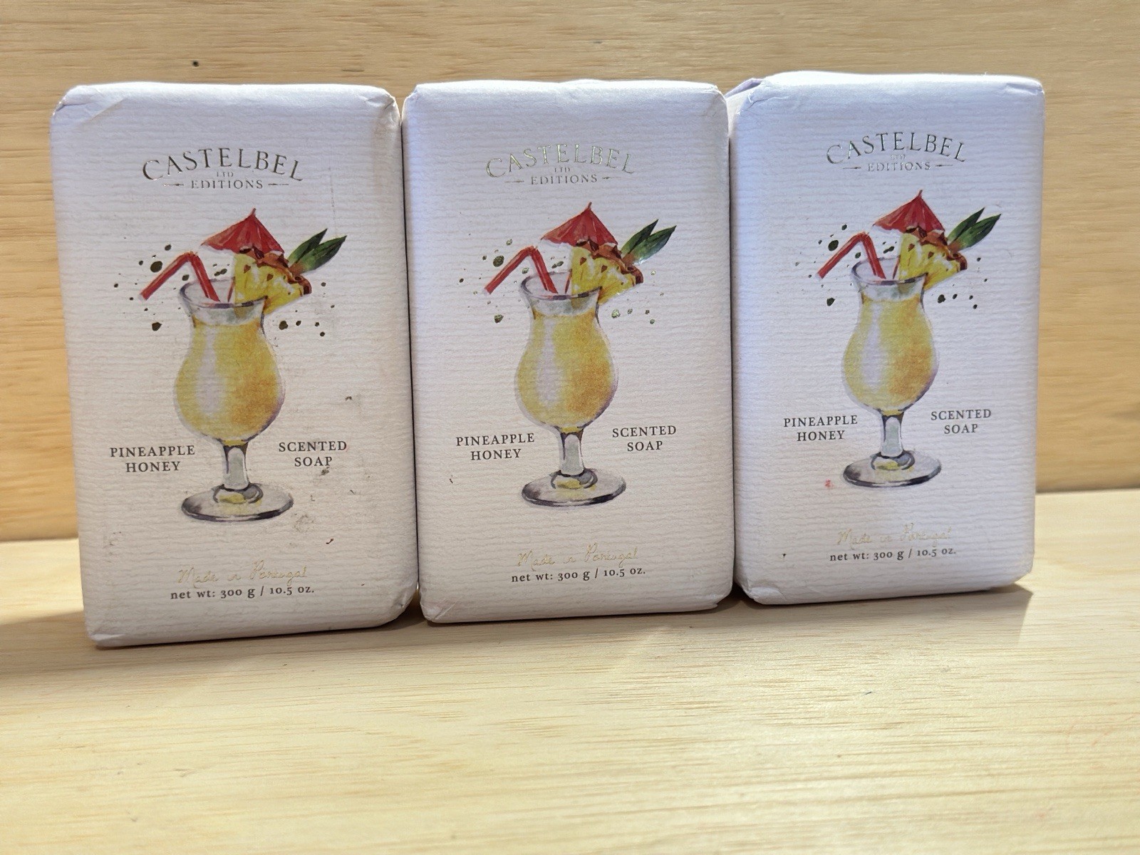 3- Luxury Castelbel Pineapple-Honey Scented Bar Soap 3x Milled 10.5 OZ Ea