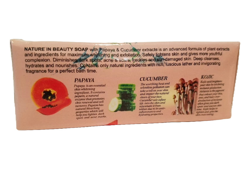 Nature Triple Whitening Beauty Bar Soap Moisturizing Bright Skin Papaya Cucumber